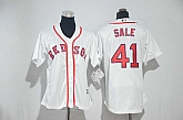 Women Boston Red Sox #41 Chris Sale White New Cool Base Stitched Jersey,baseball caps,new era cap wholesale,wholesale hats